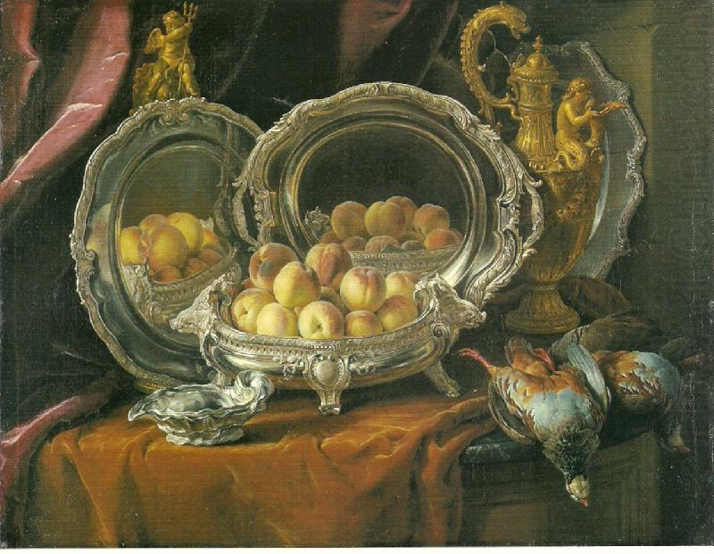 silverterrin med persikor, Francois Desportes